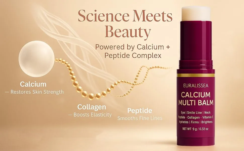 Euralissea Calcium Multi Balm Stick 2 Pcs Calcium Boost Firming for Eyes & Hydrating Treatment with Peptides & Vitamin E All Skin Types - meets beauty