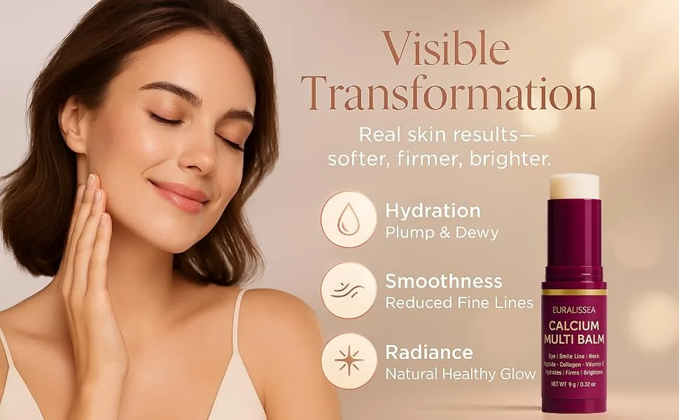 Euralissea Calcium Multi Balm Stick 2 Pcs Calcium Boost Firming for Eyes & Hydrating Treatment with Peptides & Vitamin E All Skin Types - visible transformation