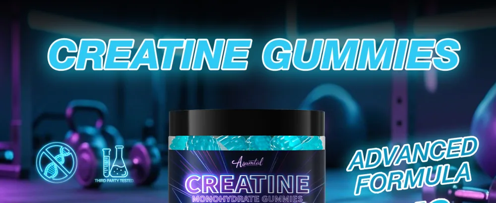 Asumtal Creatine Monohydrate Gummies Complex 8500 MG for Men & Women Creatine Monohydrate Supplement for Muscle Growth Strength & Energy Support Pre Workout Gummies 120 Count Blueberry - creatine gummies