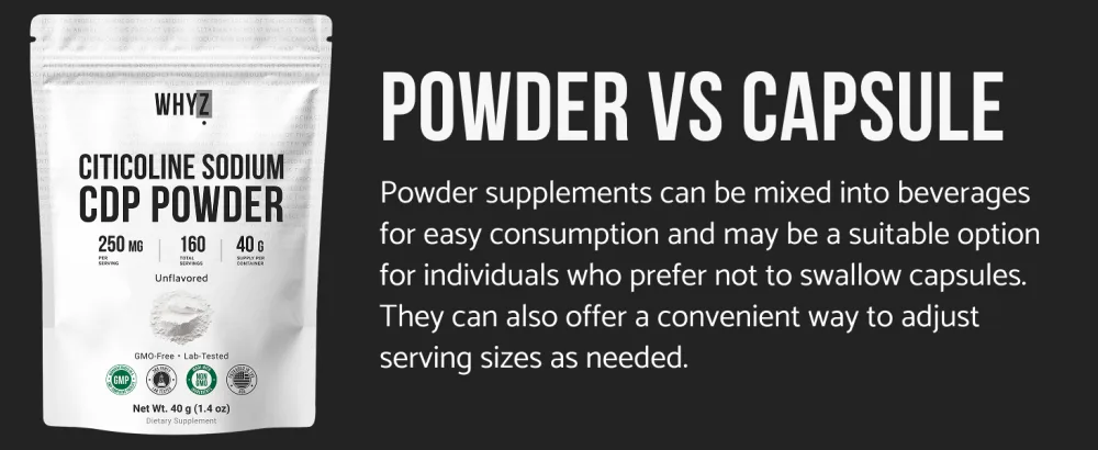 Pure Citicoline CDP Choline Powder Unflavored Choline Supplement for Focus Memory & Cognitive Support Smooth Mixing Non-GMO Vegan No Additives 40 g - cdp-choline supplement