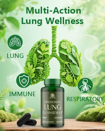 Liposomal Lung Cleansemax Supplement with Mullein Leaf Extract Elderberry Fruit Extract Quercetin + 13 Herbs & Vitamins Enhanced Absorption Refreshing Breathing Experience 60 Capsules 60 Count (Pack of 1) - Lung Cleansemax Supplement