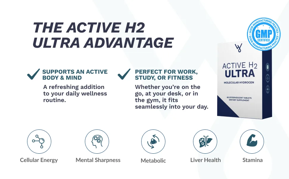 Active H2 Ultra+ Hydrogen Water Tablet - Optimize Health Support Immunity and Balance Antioxidants with Benefits of Molecular Hydrogen 120 Servings 60 Count (Pack of 2) - Active H2 Ultra Hydrogen Water Tablet
