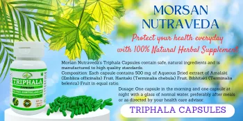 Morsan Nutraveda 's Triphala (Haritaki Bibhitaki Amlaki) Capsules | Combo Pack of 4 x 60 x 500 mg Veg. Capsules (4) - Triphala (Amalaki, Haritaki, Bibhitaki) Trifla