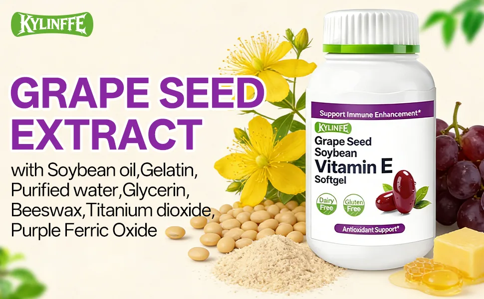 Kylinffe Grape Seed Extract 50mg | Antioxidant Supplement with Vitamin E Supports Immune & Heart Health Quick Release Capsules 60 Count - grape seed extract