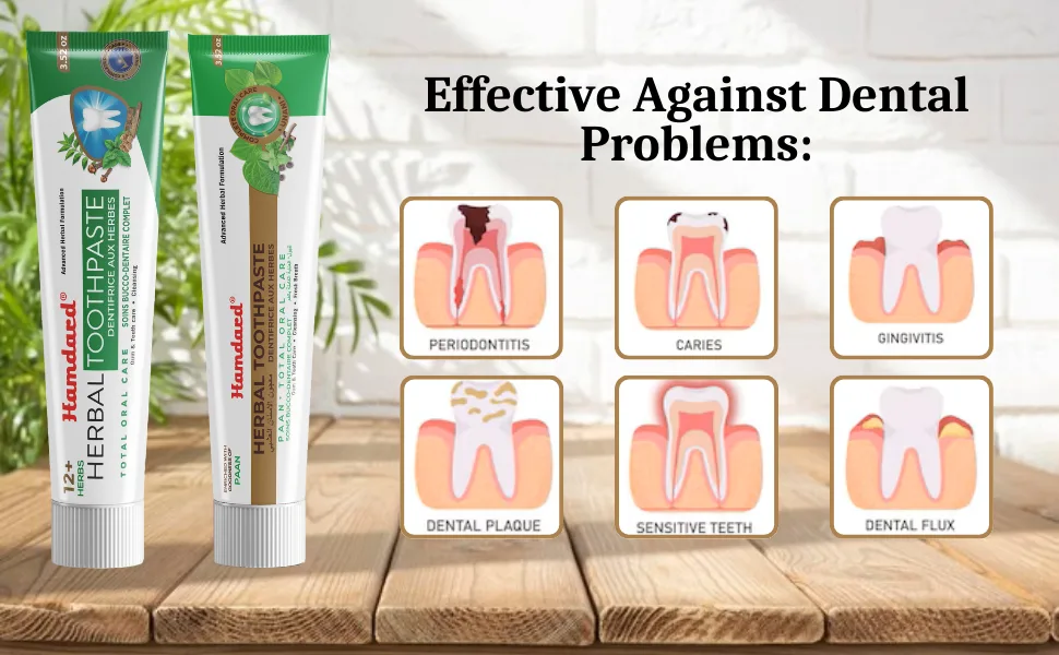 Hamdard 12 Herbs Miswak Total Oral Care Toothpaste 100g / 3.53Oz (Pack of 3) - hamdard toothpaste
