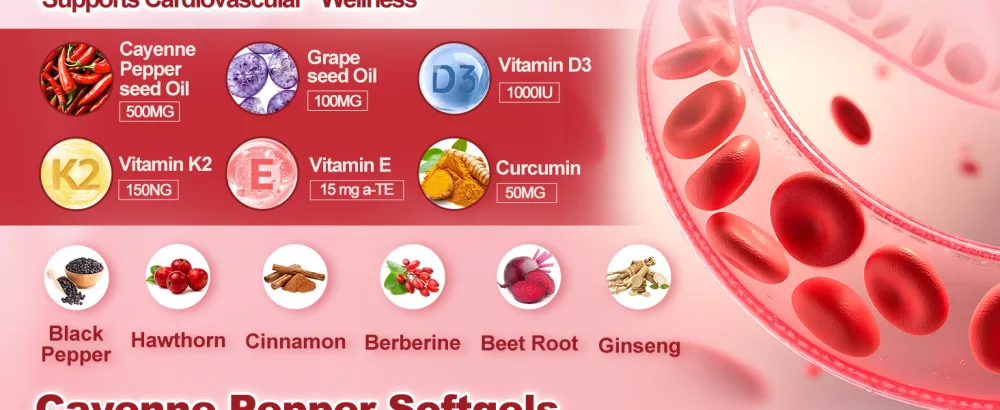 RiseLuxun 12-in-1 Cayenne Pepper Capsules Supplement* 5000mg Per Serving Containing | Vitamin D3 K2+E & Extracts of Grape Seed Hawthorn Beetroot Berberine Other Extracts - Cayenne Pepper Softgels
