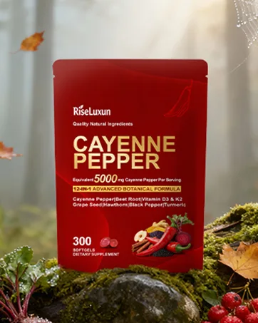 RiseLuxun 12-in-1 Cayenne Pepper Capsules Supplement* 5000mg Per Serving Containing | Vitamin D3 K2+E & Extracts of Grape Seed Hawthorn Beetroot Berberine Other Extracts - RiseLuxun