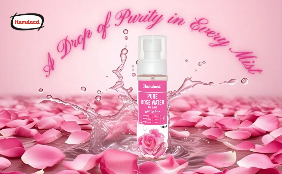 Hamdard Arq Gulab Pure Rose Water - 100ml / 3.38Fl Oz (Pack of 2) - rose water