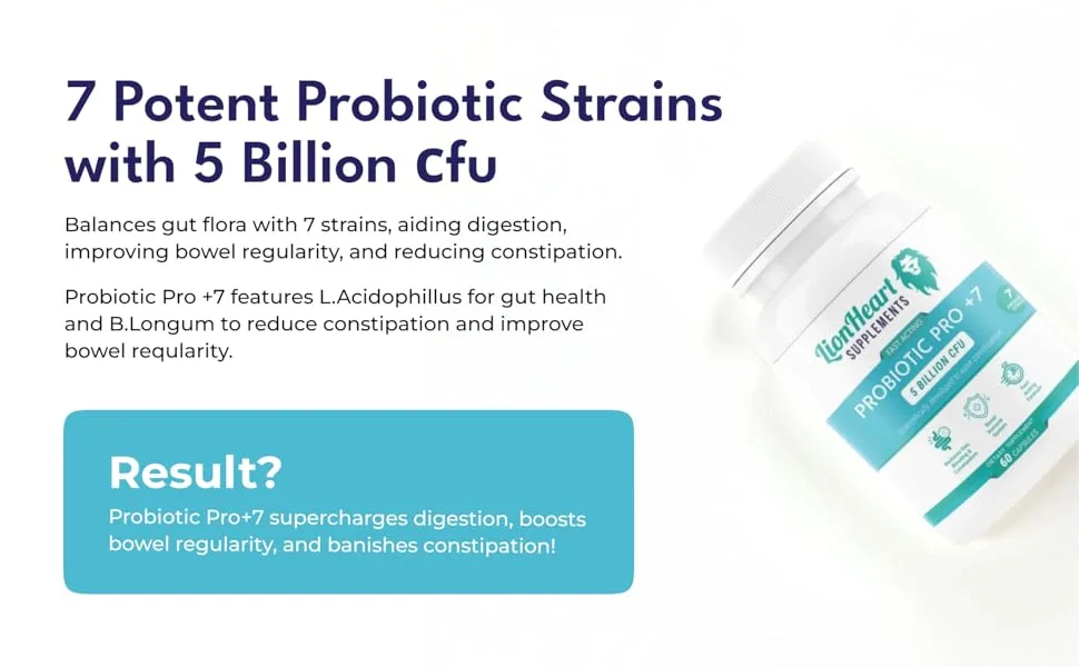 Best Probiotic for Constipation - Regular Bowel Movement Supplements -Bowel Movement Supplements -Probiotics for Ibs and Constipation Relief - Recommended for Women and Men - 60 Caps - Bowel movement supplements
