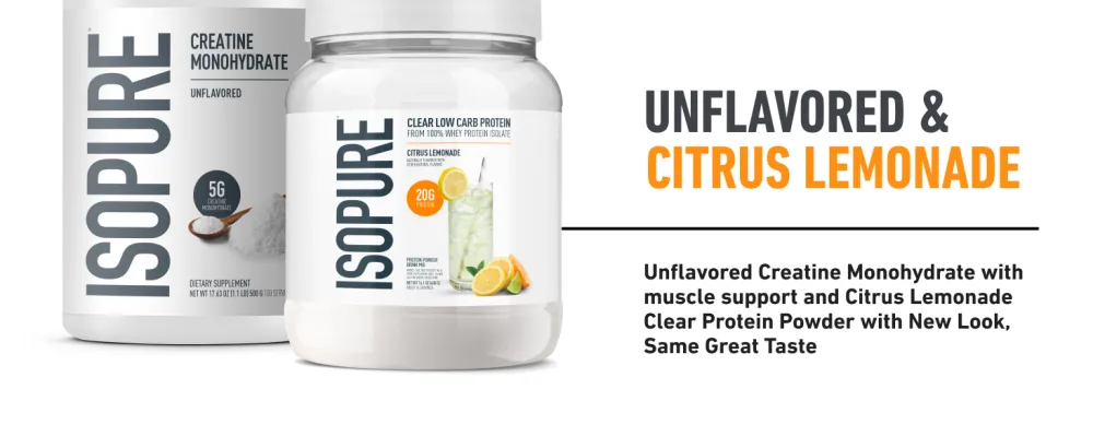 Isopure Bundle of Clear Whey Isolate Protein Powder Citrus Lemonade 16 Servings 100% Pure Creatine Monohydrate Powder Unflavored 100 Servings - product information 3