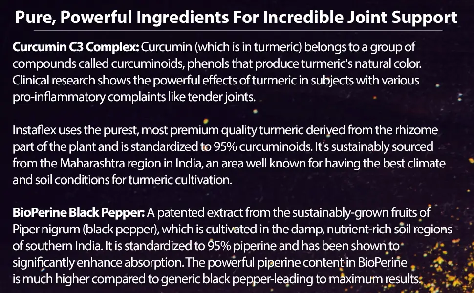 Instaflex Super Turmeric - 1000mg Turmeric Curcumin with BioPerine  Black Pepper Extract  95% Curcuminoids - Instaflex Super Turmeric support benefits ingredients