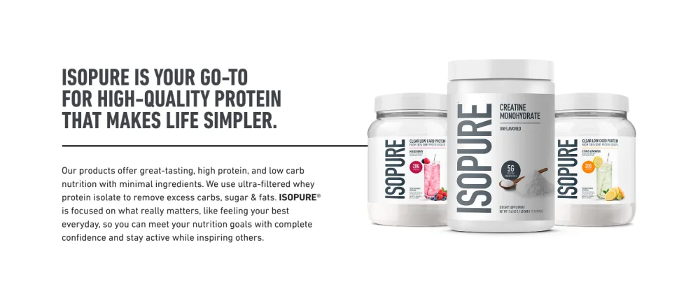 Isopure Bundle of Clear Whey Isolate Protein Powder Mixed Berry 16 Servings + Isopure 100% Pure Creatine Monohydrate Powder Unflavored 100 Servings - product information 8