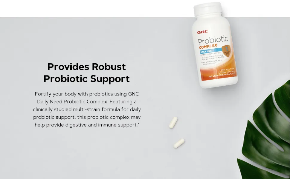 GNC Probiotic Complex Daily Need Supplement Provides Digestive and Immune Support 1 Billion CFUs 100 Vegetarian Capsules 100 Servings 100 Count (Pack of 1) - Provides Robust Probiotic Support