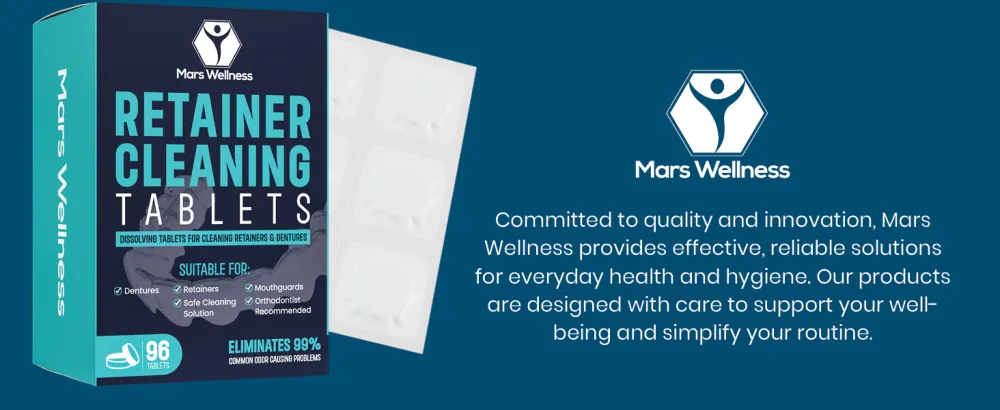 Mars Wellness Retainer Cleaner Tablets - 96 Count Denture Cleaning Tablets Mouthguard Cleaner Effectively Removes Odors and Stains Fresh Oral Hygiene Solution - m3 naturals retainer cleaner