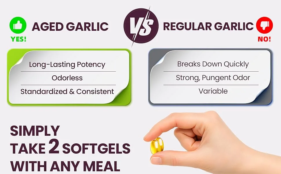 VerdiGusto 10000mg Aged Garlic Extract | 300 Softgels | Odorless Garlic Supplements | Antioxidant Support & Cognitive Function | Pure Allium Sativum 20:1 Extract | Non-GMO Gluten-Free - Aged Garlic Softgels