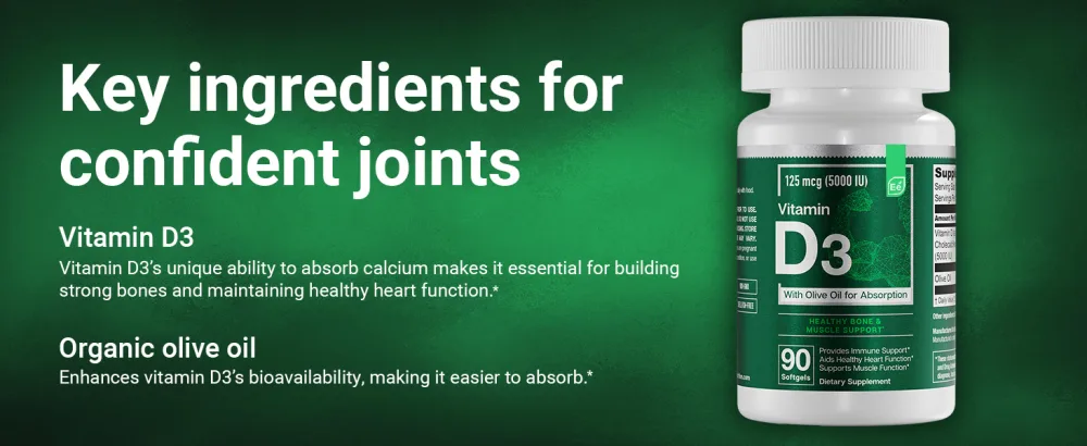 Essential Elements Vitamin D3 5000 IU - Softgels with Olive Oil - Bone Muscle & Immune Support - 90 Count 90 Count (Pack of 1) - vitamina d3, huesos, corazon, calcio