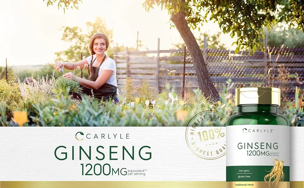 Carlyle Ginseng Extract Supplement | 120 Capsules | Pills for Men & Women | Non-GMO and Gluten Free - Ginseng