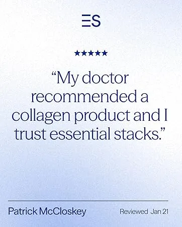 Essential Stacks Collagen Peptides Powder (from Grass Fed Cattle) - Gluten Dairy & Soy Free - Unflavored Hydrolyzed Collagen Supplement (10.6 oz) - collagen powder