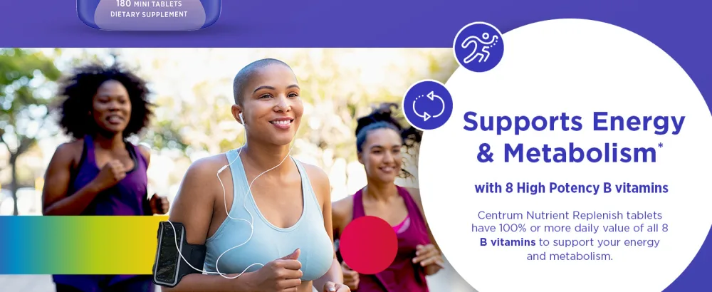 Centrum Nutrient Replenish GLP-1 Nutrition Support Multivitamin for Whole Body Health and Appearance - 180 Tablets 6 Month Supply - Centrum Nutrient Re - Supports Energy