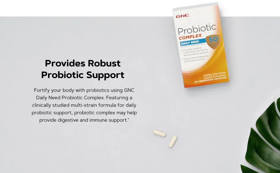 GNC Probiotic Complex Daily Need with 50 Billion CFUs | Clinically Studied Multi-Strain Supports Digestive and Immune Health Vegetarian | 30 Capsules 1 - Provides Robust Probiotic Support.