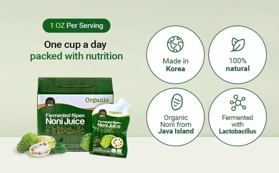 Java Organic NONI Juice Extract - 1 fl oz x 30 Daily Pack - 100% Fermented by ALLBIO - noni4