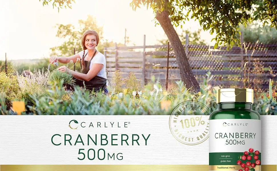 Carlyle Cranberry Pills | 500mg | 100 Caplets | Non-GMO Gluten Free Supplement for Women & Men - CL16952