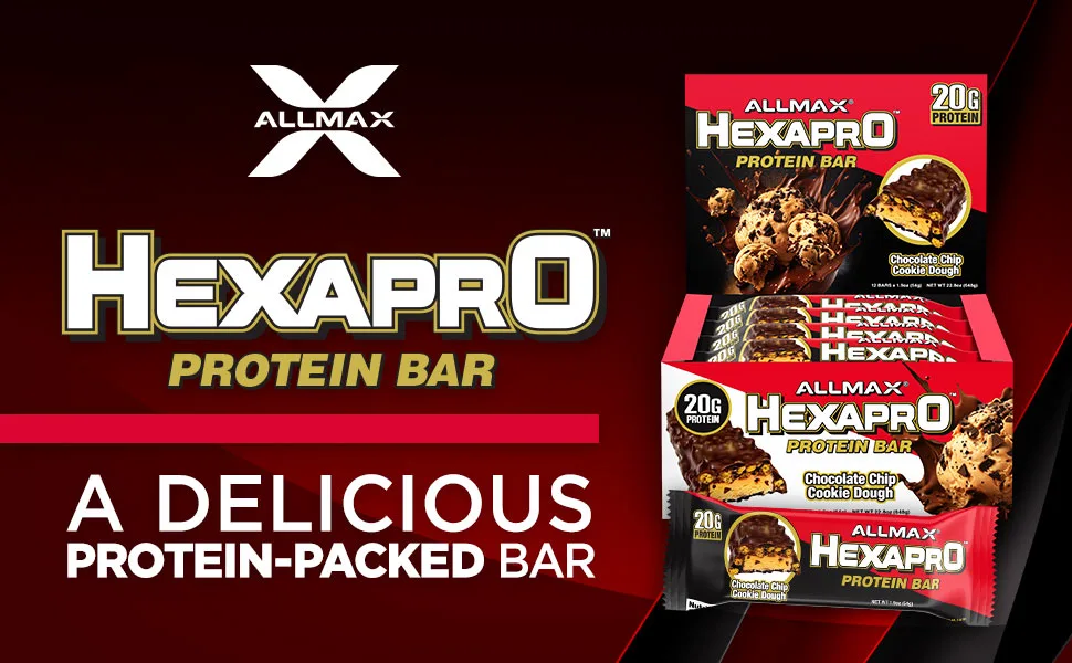 ALLMAX HEXAPRO PROTEIN BAR Chocolate Fudge Brownie - Pack of 12 - High-Protein Energy Snack - 20 g of Protein Per Bar - With Whey Protein Isolate - Hexapro Bar