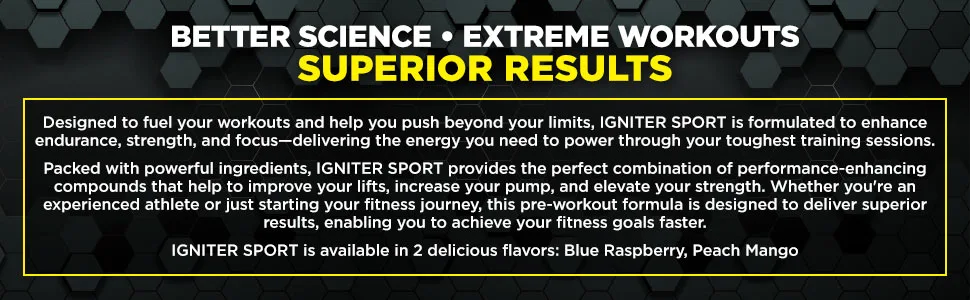 ALLMAX IGNITER Sport Blue Raspberry - 330 g - Pre-Workout Formula - with Caffeine L-Citrulline L-Arginine Creatine & Beta Alanine - Up to 50 Servings - IGNITER Sport