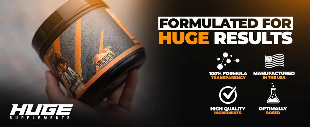 Huge EAA Supplement Highest Dosed Essential Amino Acid Powder 12.8g EAAs & 8g BCAAs Per Serving Muscle Growth Recovery & Performance (Peach Mango) - formulated for huge results