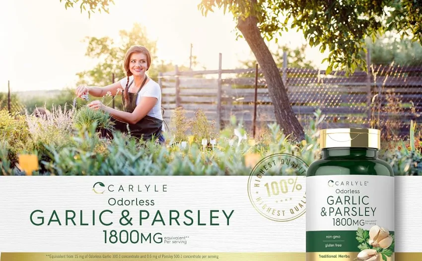 Carlyle Odorless Garlic & Parsley | 200 Softgels | Non-GMO Gluten Free Supplement 200 Count (Pack of 1) - GARLIC