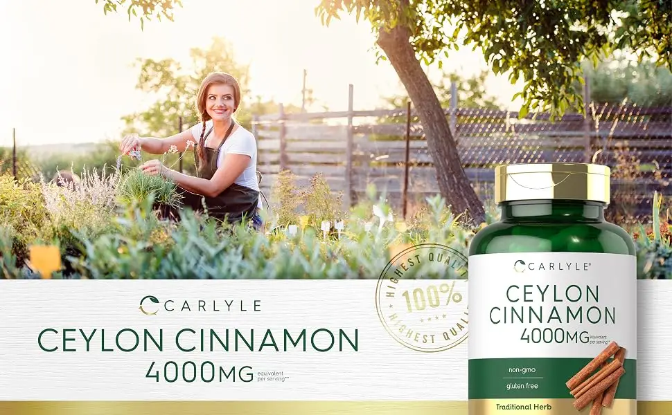Carlyle Ceylon Cinnamon Capsules 4000 mg | 120 Count | Non-GMO & Gluten Free Supplement - Carlyle ceylon cinnamon