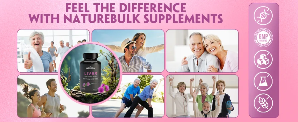 NATUREBULK Premium Liver Support Complex - 120 Capsules with TUDCA NAC Milk Thistle Extract & Astragalus - Advanced Formula with Choline Vitamin E & Zinc - 30 Day Supply - liver repair support