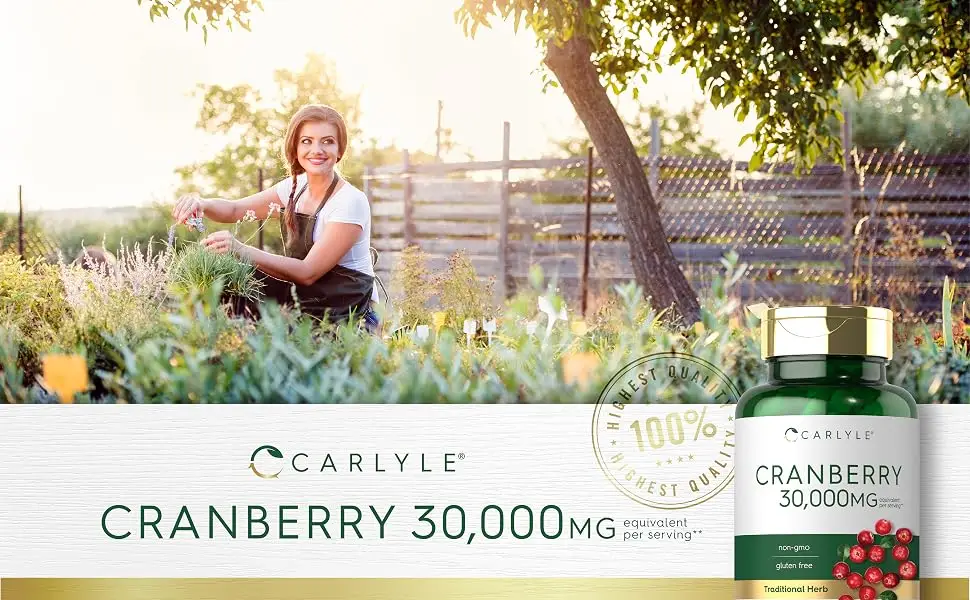 Carlyle Cranberry Supplement | 90 Capsules | Non-GMO and Gluten Free Formula | Cranberry Pills from Concentrate Extract - CL4071