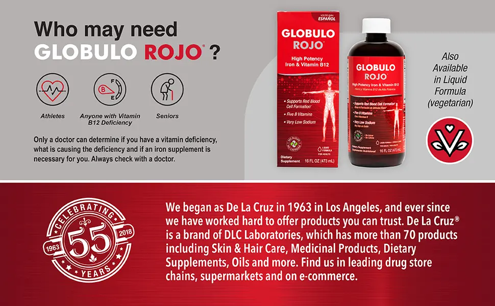 Globulo Rojo Iron Supplement - Dietary Supplement Pills with High Potency Iron & B Vitamins 60 Tablets - 6 Pack 60 Count (Pack of 6) - #hemeiron #hemebasediron