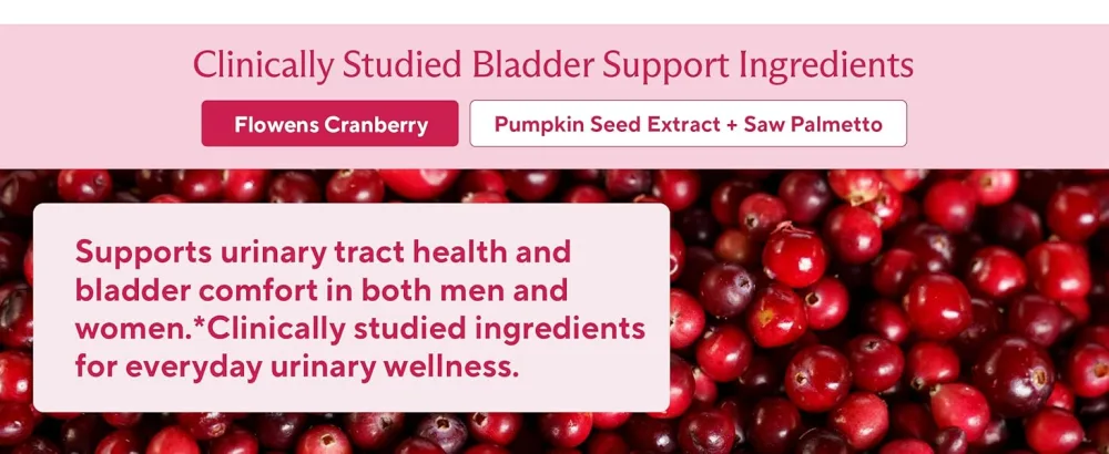 Premium Bladder Support Supplement Bladder Control Supplement for Occasional Urinary Urgency Frequency & Leakage With Clinically Studied Cranberry Pumpkin & Saw Palmetto - 60 Capsules - Ingredient