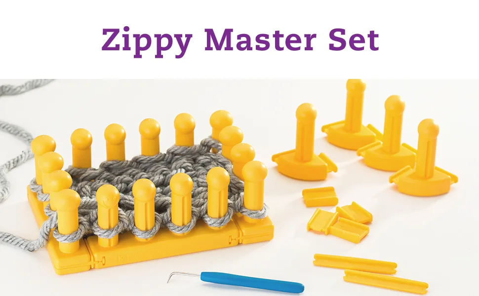 Authentic Knitting Board Bundle Zippy Master Set  Jumbo Gauge  Modular Loom - Zippy Master Set Header Image