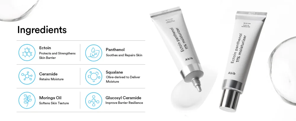 Abib Ectoin Panthenol 11% Moisturizer Barrier Tube 1.69 fl. oz. 50 mL I Skin Hydrating Face Cream - Ingredients