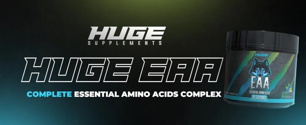 Huge EAA Supplement Highest Dosed Essential Amino Acids Powder 12.85g EAAs & 8g BCAAs Per Serving Maximize Muscle Growth Recovery & Performance (Kiwi Blueberry 17.73 Oz.) - Huge EAA kiwi blueberry