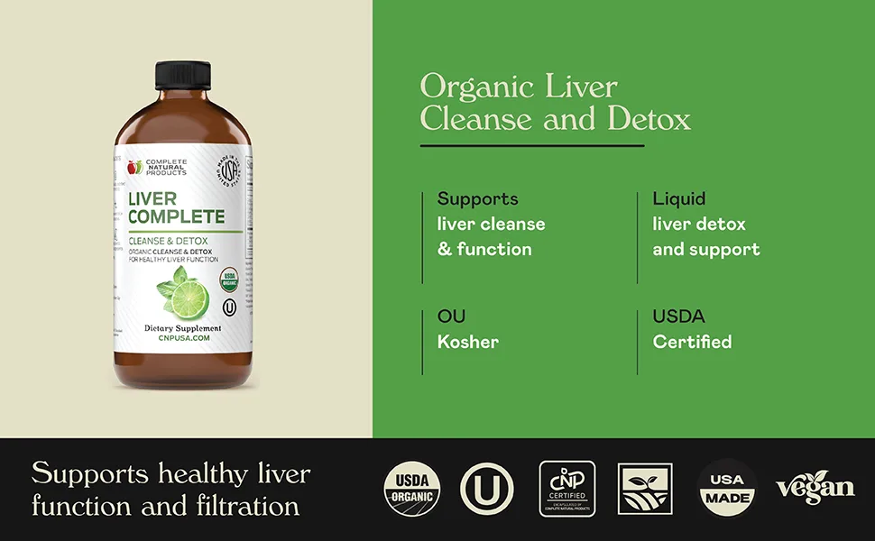 Liver Complete 8oz Organic Liquid Concentrate - Liver Cleanse & Digestive Bitters Vinegar Supplement - Liver Support