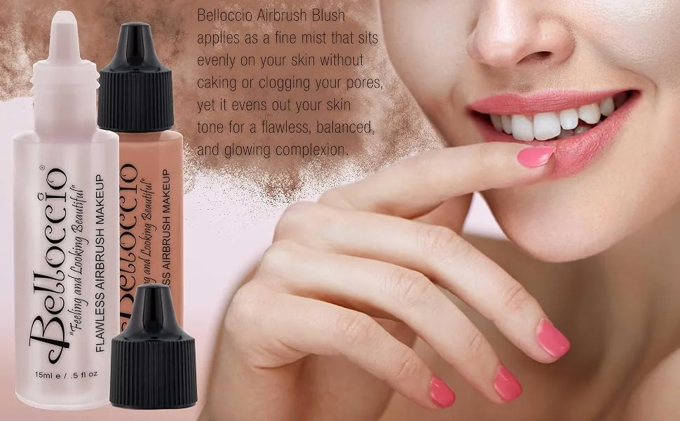 Belloccio's Professional Flawless Airbrush Makeup Shimmer Shade Set (Trio Set) in 1/4 oz. Bottles (NEW FORMULA) - Does not cake or clog pores