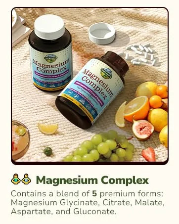 Terranics Magnesium Complex 6-in-1 High Absorption Glycinate Citrate Aspartate Gluconate Calmness Heart Bone 240 Capsules Non-Buffered - Terranics Magneisum Complex