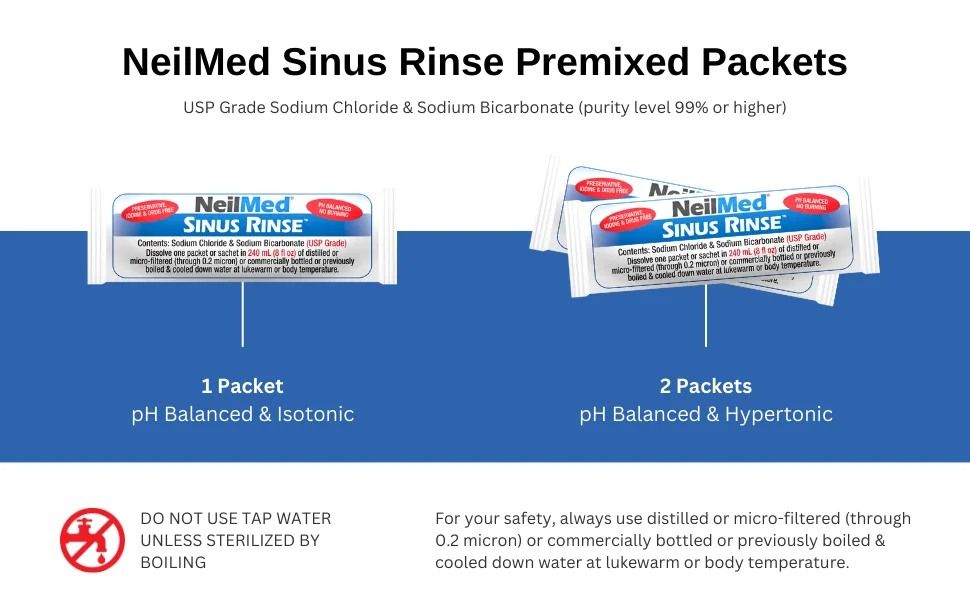 NeilMed Sinus Rinse - A Complete Sinus Nasal Rinse Kit 50 Count (Pack of 2) - NeilMed Sinus Rinse includes premixed sinus rinse packets