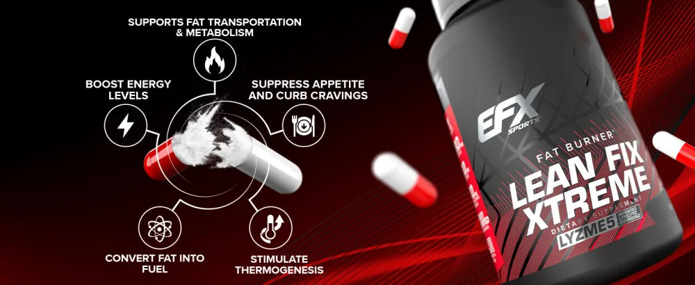 EFX Sports Lean Fix Xtreme | Weight Loss Supplement | Multi-Patented Fat Burning Formula | Powered by Lyzme 5 | 30 Servings 90 Capsules - Lean Fix Xtreme