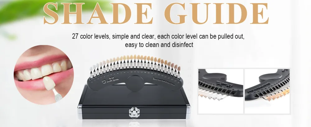 27 Colors Shade Guide Whitening Shade Chart Teeth Color Contrast Comparison for Home Beauty Salon Use R-27 - product information 2