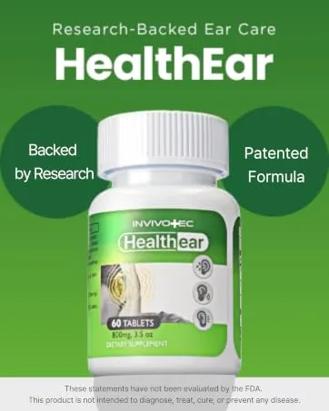 invivotec Healthear Ear Wellness & Comfort U.S. Patented Botanical Formula Supports Auditory Clarity & Everyday Balance (60 Capsules) - Healthear