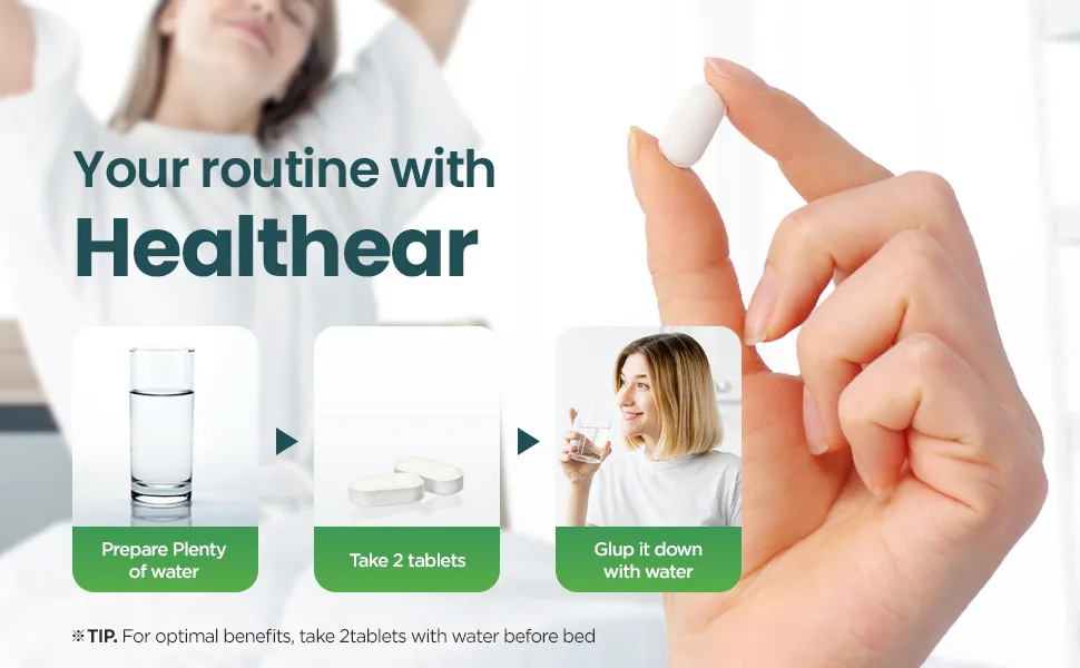invivotec Healthear Ear Wellness & Comfort U.S. Patented Botanical Formula Supports Auditory Clarity & Everyday Balance (60 Capsules) - Your routine with Healthear