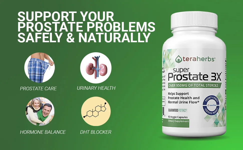 teraherbs Super Prostate 3X - Bladder Control & Support for Enlarged Prostate & Frequent Urination - Prostate Supplements for Men - 90 Capsules 1 - Tera Herbs Prostate Support & Prostate Supplement for the symptoms of an Enlarged Prostate
