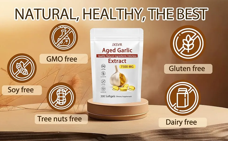 Aged Garlic Extract 300 Softgels 7500mg Odorless | Heart & Immune Antioxidant Supplements Vegetarian All-Natural Non-GMO (1) - Aged Garlic Extract