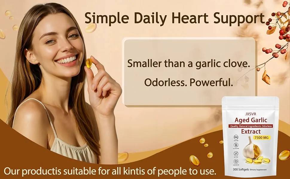 Aged Garlic Extract 300 Softgels 7500mg Odorless | Heart & Immune Antioxidant Supplements Vegetarian All-Natural Non-GMO (1) - Aged Garlic Extract