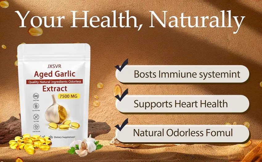 Aged Garlic Extract 300 Softgels 7500mg Odorless | Heart & Immune Antioxidant Supplements Vegetarian All-Natural Non-GMO (1) - Aged Garlic Extract